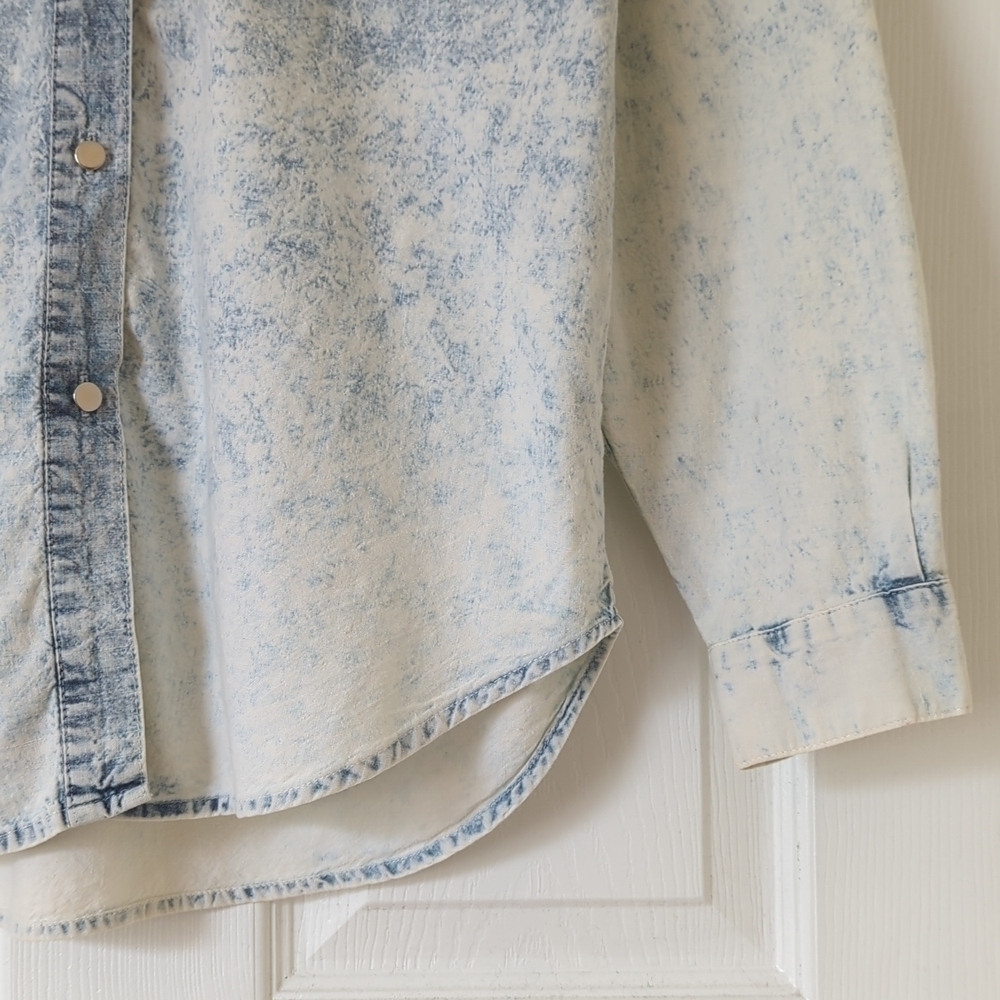 Andrew's Blues 90's Vintage Acid Wash Chambray Long Sleeve Button Down Shirt M - Picture 10 of 14